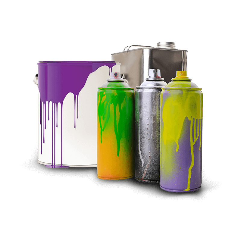 Used spray paint and paint cans.