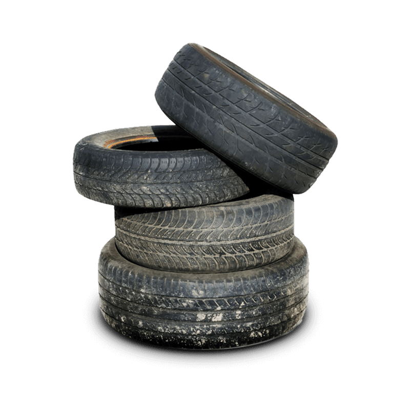 Stack of used tires.